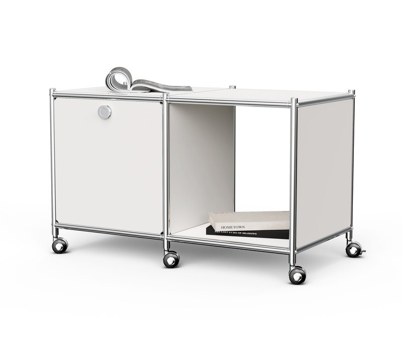 Tchibo - Beistelltisch Metall »Cn3« mit 1 Klappenfach und Rollen - 78,5x40x48,5cm - chrom - Stahl / Aluminium / Kunststoff