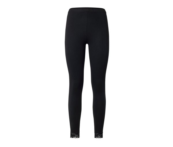 Tchibo - Leggings mit Spitzenborte - Damen - Gr. M - schwarz