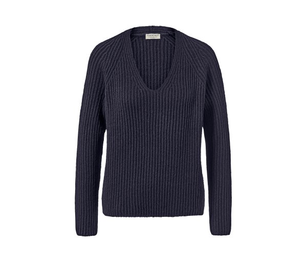 Tchibo - Grobstrick-Pullover mit Wolle - Damen - Gr. L - dunkelblau