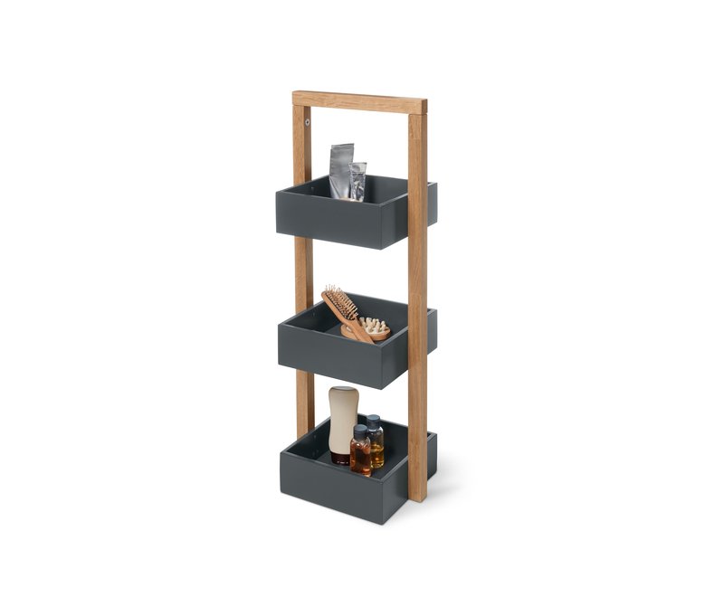 Tchibo - Standregal mit 3 Stauraum-Kästen - 28,5x23x78cm - anthrazit - Holz / Eichenholz