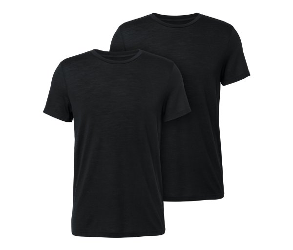 Tchibo - 2 T-Shirts mit Merinowolle - Herren - Gr. S - schwarz