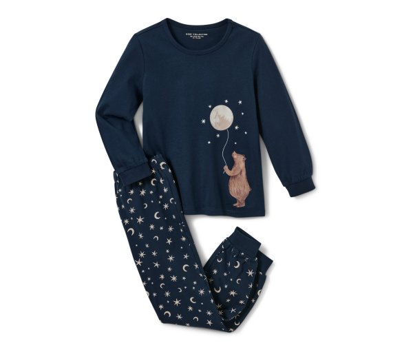 Tchibo - Kinder-Pyjama »Mond« - Herren - Gr. 110/116 - weiß