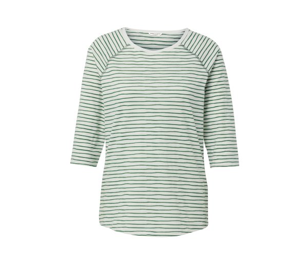 Tchibo - Gestreiftes Shirt mit 3/4-Arm - Damen - Gr. S - dunkelgrün/gestreift