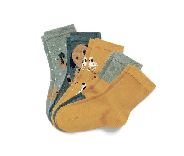 Tchibo - 5 Paar Kinder-Socken - Gr. 31-34 - dunkelgrün/jacquard