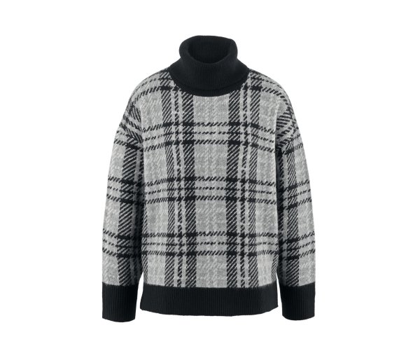 Tchibo - Strickpullover mit Rollkragen - Damen - Gr. M - weiß/jacquard