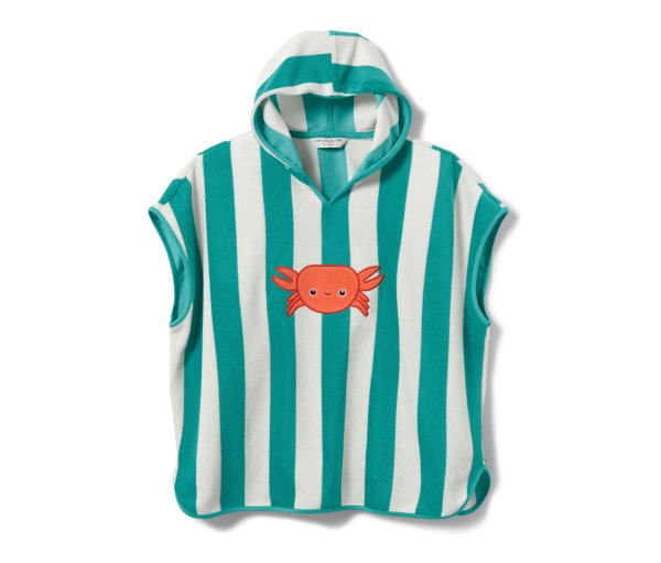 Tchibo - Baby-und-Kinder-Frottierponcho - Herren - Gr. 134/140 - orange/gestreift