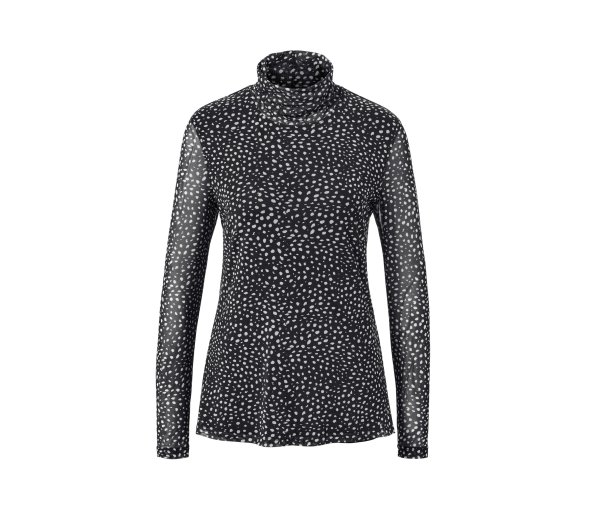 Tchibo - Gepunktetes Mesh-Rollkragenshirt - Damen - Gr. M - creme/gepunktet