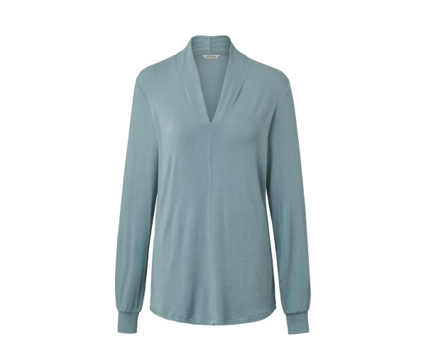 Tchibo - Langarmshirt mit V-Ausschnitt - Damen - Gr. S - blau