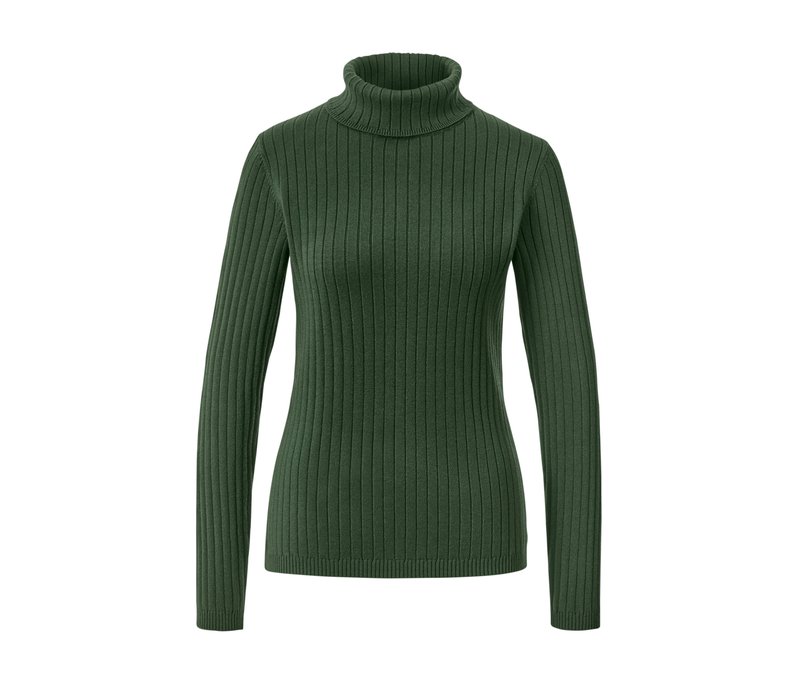 Tchibo - Gerippter Rollkragenpullover - Damen - Gr. M - dunkelgrün