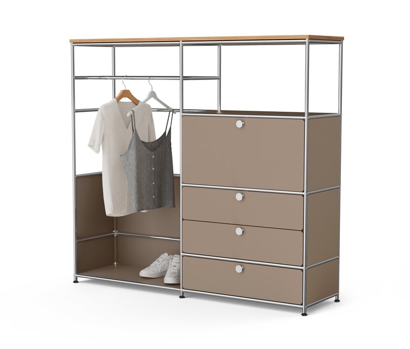 Tchibo - Kommode Metall »Cn3« mit Holzplatte - 154x42x140,5cm - taupe - Stahl / Aluminium / Kunststoff