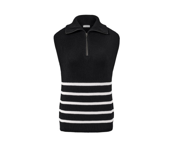 Tchibo - Pullunder im Troyer-Stil - Damen - Gr. XS - schwarz/gestreift