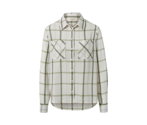 Tchibo - Karierte Bluse aus Baumwoll-Flanell - Damen - Gr. 42 - weiß/kariert
