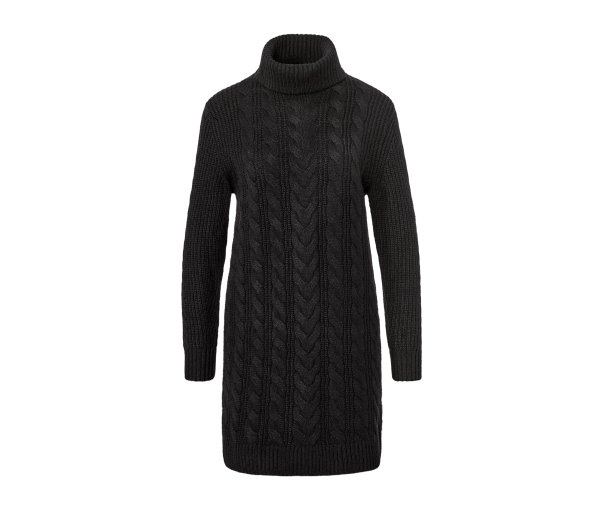 Tchibo - Langer Strickpullover mit Zopfmuster - Damen - Gr. L - schwarz