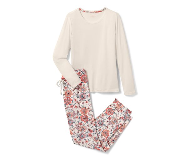 Tchibo - Pyjama mit Webhose - Damen - Gr. S - creme