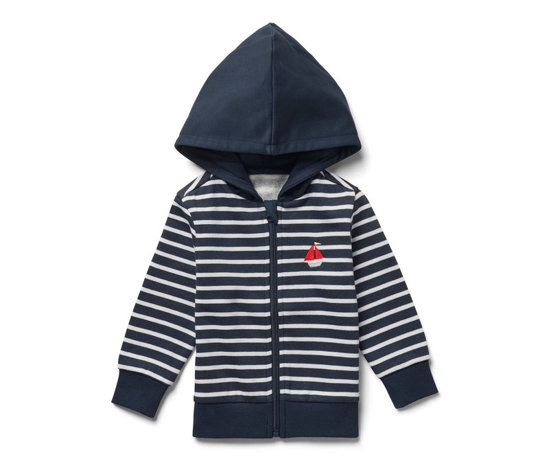 Tchibo - Kinder-Sweatjacke mit angerauter Innenseite - Herren - Gr. 98/104 - weiß/gestreift