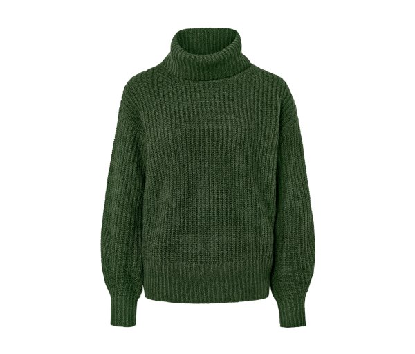 Tchibo - Grobstrickpullover mit Rollkragen - Damen - Gr. S - dunkelgrün