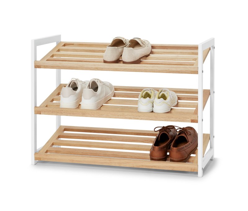 Tchibo - Schuhregal mit 3 Ebenen - 74,5x33x54,5cm - weiß - Stahl / Holz