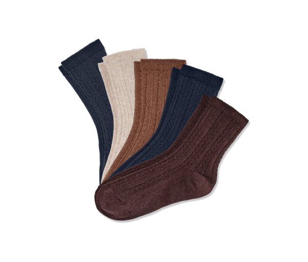 Tchibo - 5 Paar Socken mit Zopfmuster - Damen - Gr. 35-38 - dunkelbraun