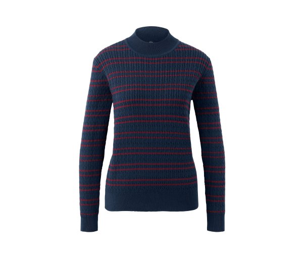 Tchibo - Feinstrickpullover mit Zopfmuster - Damen - Gr. XXL - dunkelblau/gestreift