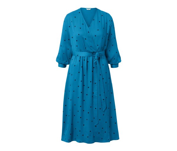 Tchibo - Gepunktetes Webkleid - Damen - Gr. 36 - dunkelblau/gepunktet