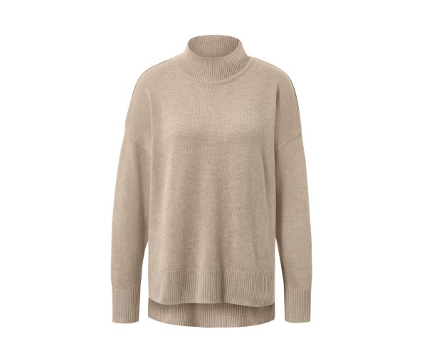 Tchibo - Feinstrickpullover mit Stehkragen - Damen - Gr. L - beige