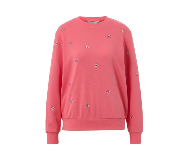 Tchibo - Besticktes Sweatshirt - Damen - Gr. S - koralle/geblümt