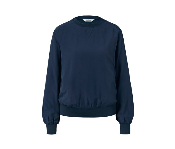 Tchibo - Bluse mit Rippbündchen - Damen - Gr. 40 - dunkelblau