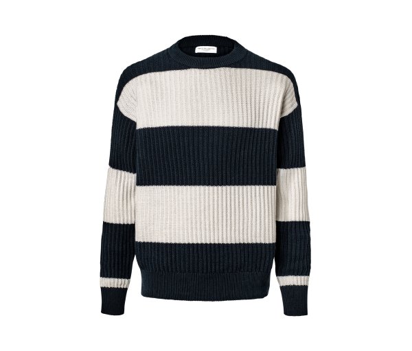 Tchibo - Grobstrick-Pullover - Herren - Gr. S - dunkelblau/gestreift