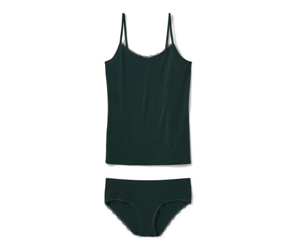 Tchibo - Hemdchen-Slip-Set - Damen - Gr. L - dunkelgrün