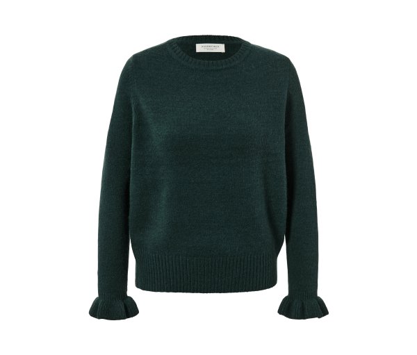 Tchibo - Strickpullover mit Rüschendetail - Damen - Gr. L - dunkelgrün