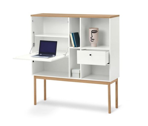 Tchibo - Sekretär »Bekeson« - 125x38x136cm - schwarz - Holz / Echtholzfurnier / Eichenholz