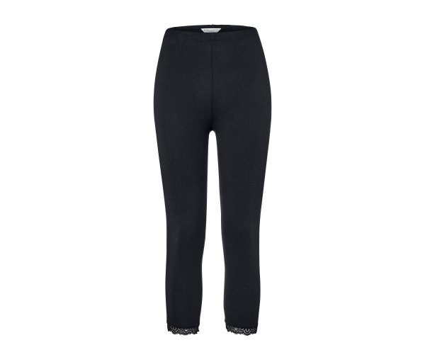 Tchibo - 3/4-Leggings mit Spitzenborte - Damen - Gr. L - schwarz