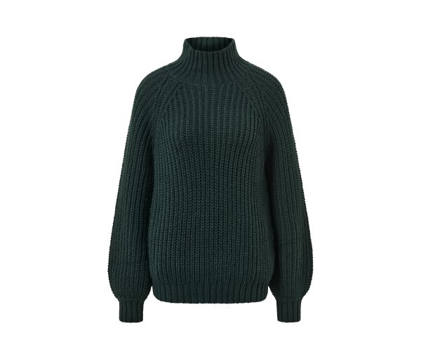 Tchibo - Strickpullover mit Stehkragen - Damen - Gr. L - dunkelgrün
