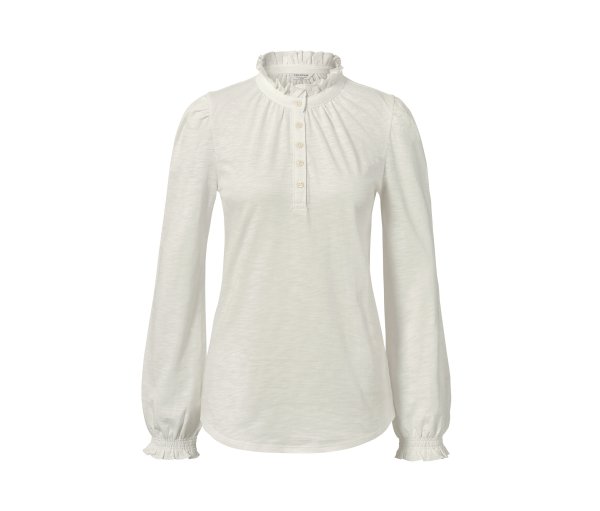 Tchibo - Langarmshirt mit Rüschen - Damen - Gr. L - weiß