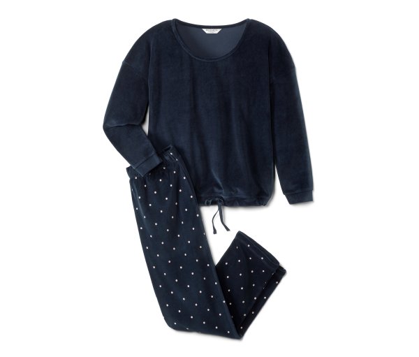 Tchibo - Nicki-Pyjama - Damen - Gr. S - weiß/gepunktet