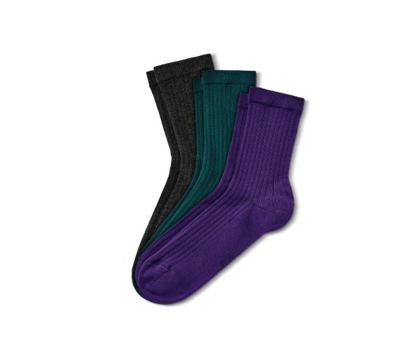 Tchibo - 3 Paar Ripp-Socken - Damen - Gr. 35-38 - dunkelgrün