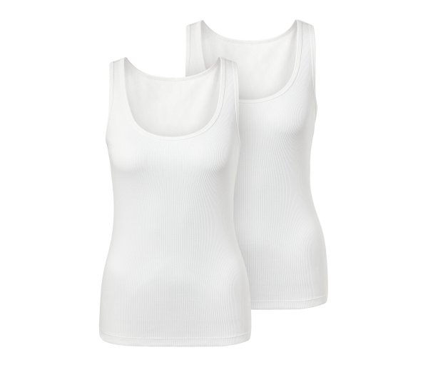 Tchibo - 2 Hemdchen aus Rippe - Damen - Gr. XL - weiß