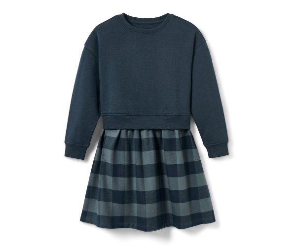 Tchibo - Kinder-Sweatkleid - Mädchen - Gr. 170/176 - dunkelblau/kariert