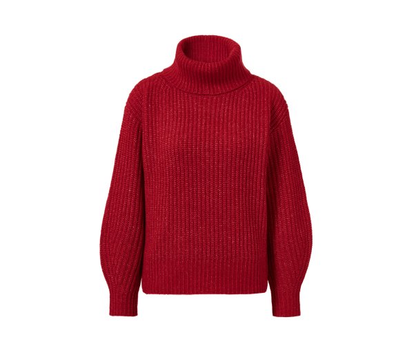 Tchibo - Grobstrick-Pullover mit Rollkragen - Damen - Gr. L - rot