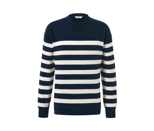 Tchibo - Pullover mit Rundhalsausschnitt - Herren - Gr. XL - dunkelblau/gestreift