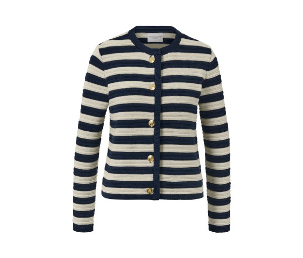 Tchibo - Cardigan aus Strukturstrick - Damen - Gr. 42 - dunkelblau/gestreift