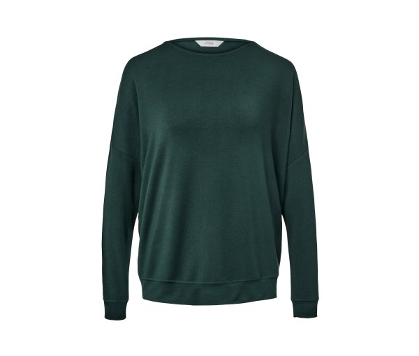 Tchibo - Homewear-Oberteil im Modal-Seide-Mix - Damen - Gr. L - dunkelgrün