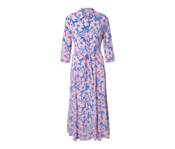 Tchibo - Bedrucktes Hemdblusenkleid - Damen - Gr. 38 - hellblau/geblümt