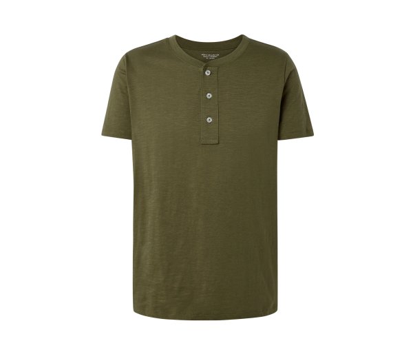 Tchibo - Kurzarm-Henley - Herren - Gr. L - khaki