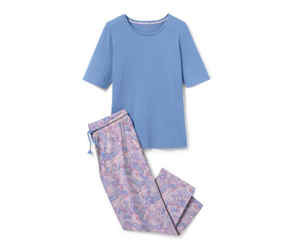 Tchibo - 7/8-Pyjama-Set - Damen - Gr. M - hellblau