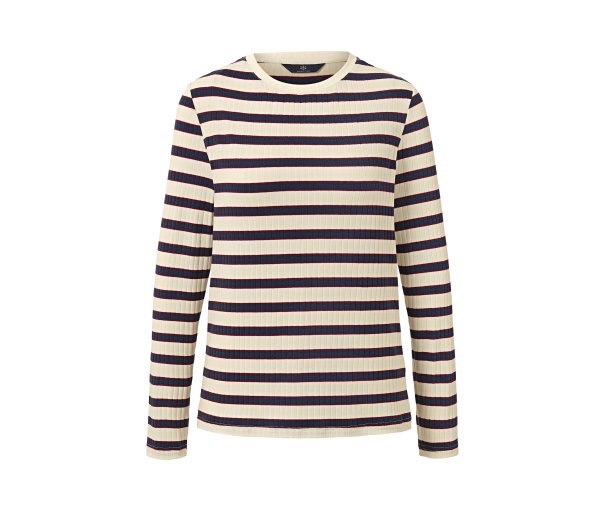 Tchibo - Geripptes Langarmshirt - Damen - Gr. XL - dunkelblau/gestreift