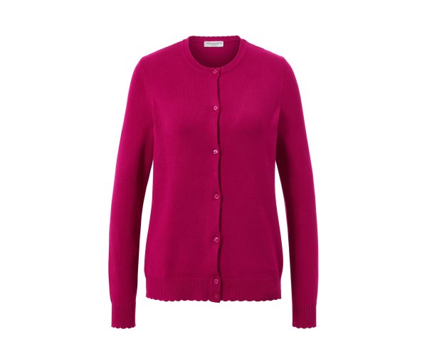 Tchibo - Feinstrick-Cardigan mit Wellenkante - Damen - Gr. XL - rot