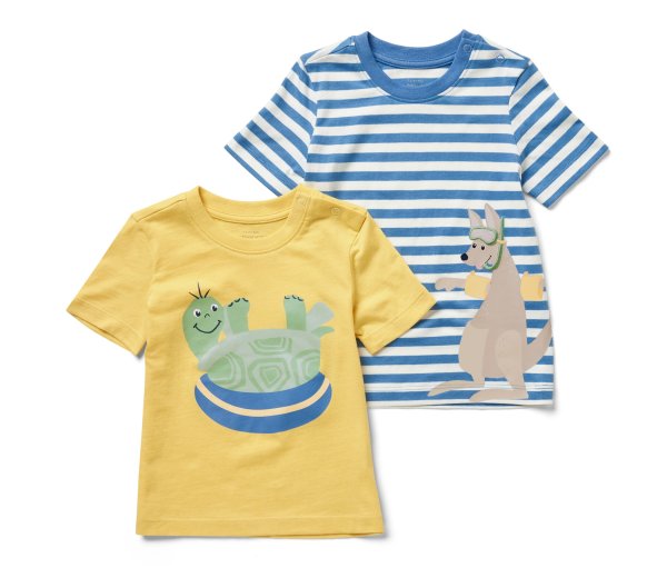Tchibo - 2 Kinder-T-Shirts mit Applikation - Jungen - Gr. 122/128 - blau