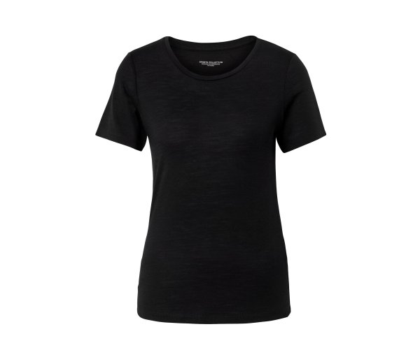 Tchibo - T-Shirt mit Merinowolle - Damen - Gr. L - schwarz