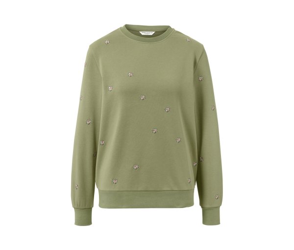Tchibo - Besticktes Sweatshirt - Damen - Gr. M - olivgrün/geblümt
